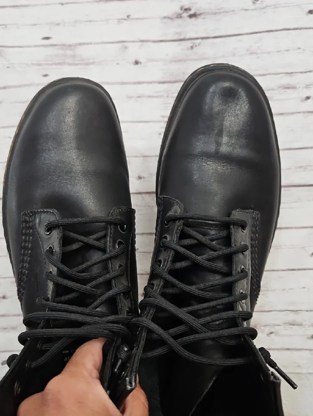 Dr. Martens Black Leather Lace-Up Ankle Boots with Contrast Stitching